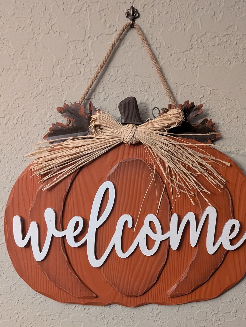 Rust Orange Pumpkin Welcome Wall Hanging - Home Holiday Decor